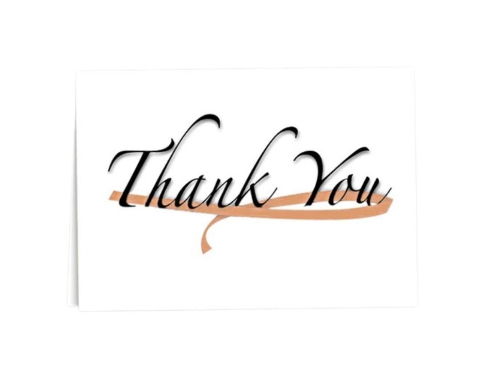 Peach Ribbon Thank You Note Cards (12 Cards/Pack)