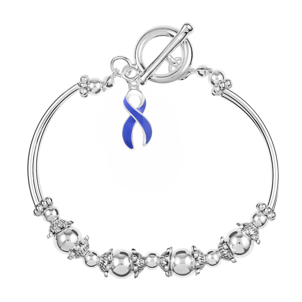 Periwinkle Ribbon Partial Beaded Charm Bracelets