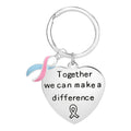 Pink & Blue Ribbon Big Heart Key Chains