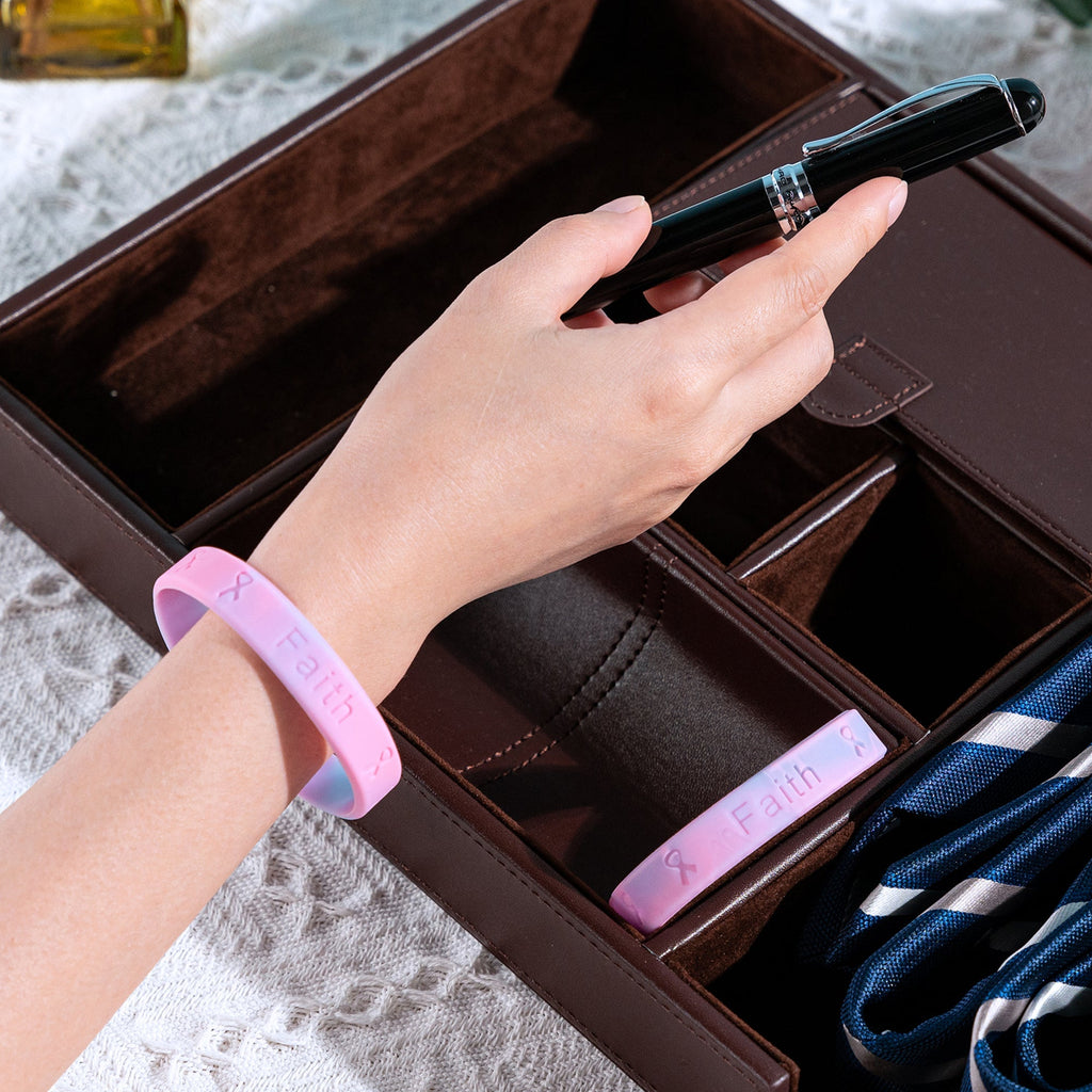 Pink & Blue Silicone Bracelets for SIDS, Infant Death, Male Breast Cancer
