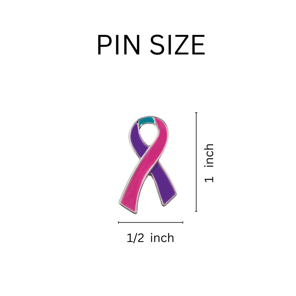Pink & Purple & Teal Ribbon Pins