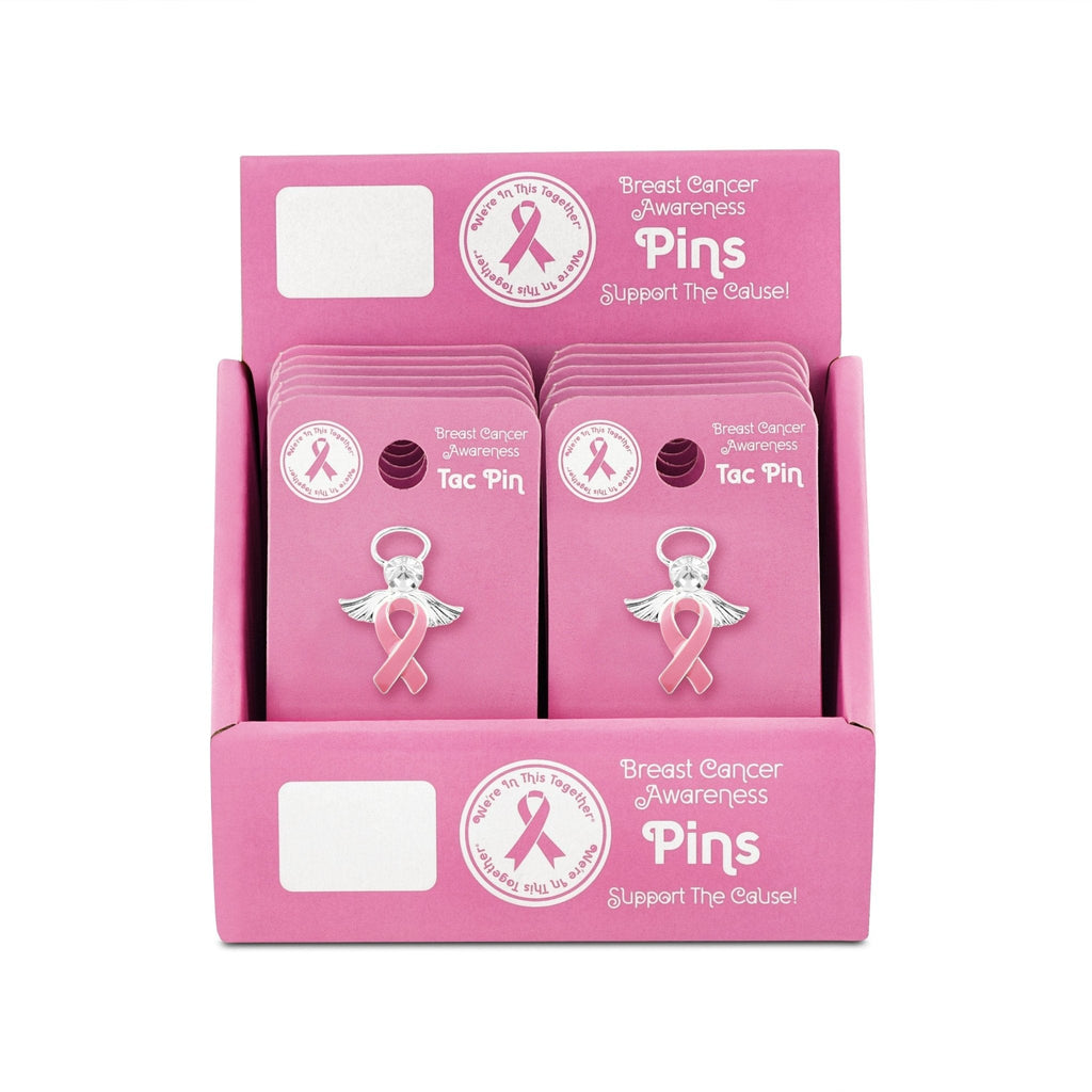 Pink Ribbon Angel Pin Counter Display (12 Cards)