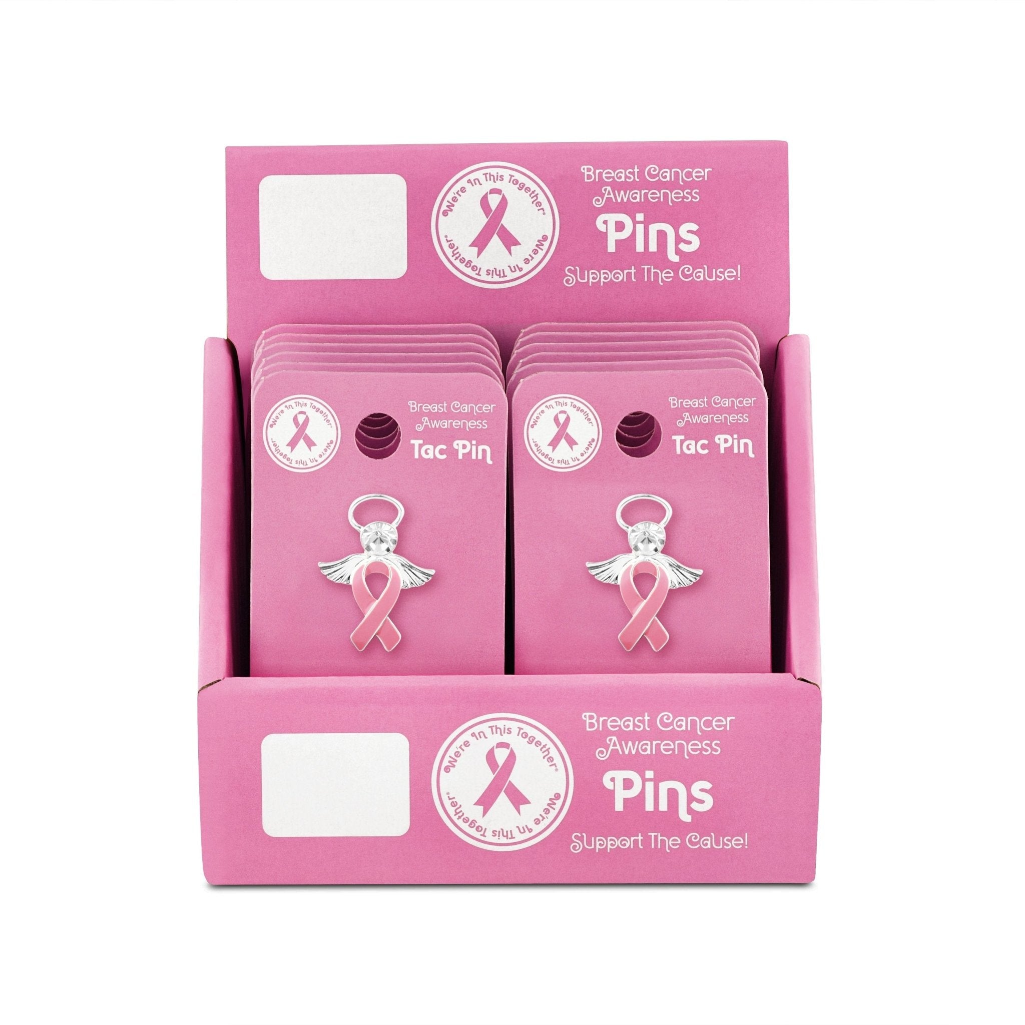 Pink Ribbon Angel Pin Counter Display (12 Cards)