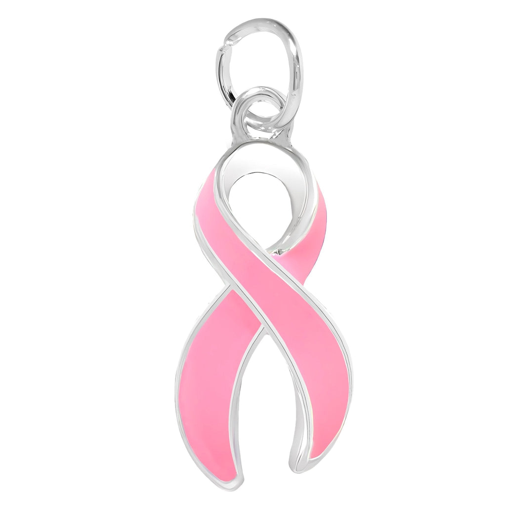 10 Pack Pink Ribbon Breast Cancer Awareness Charms