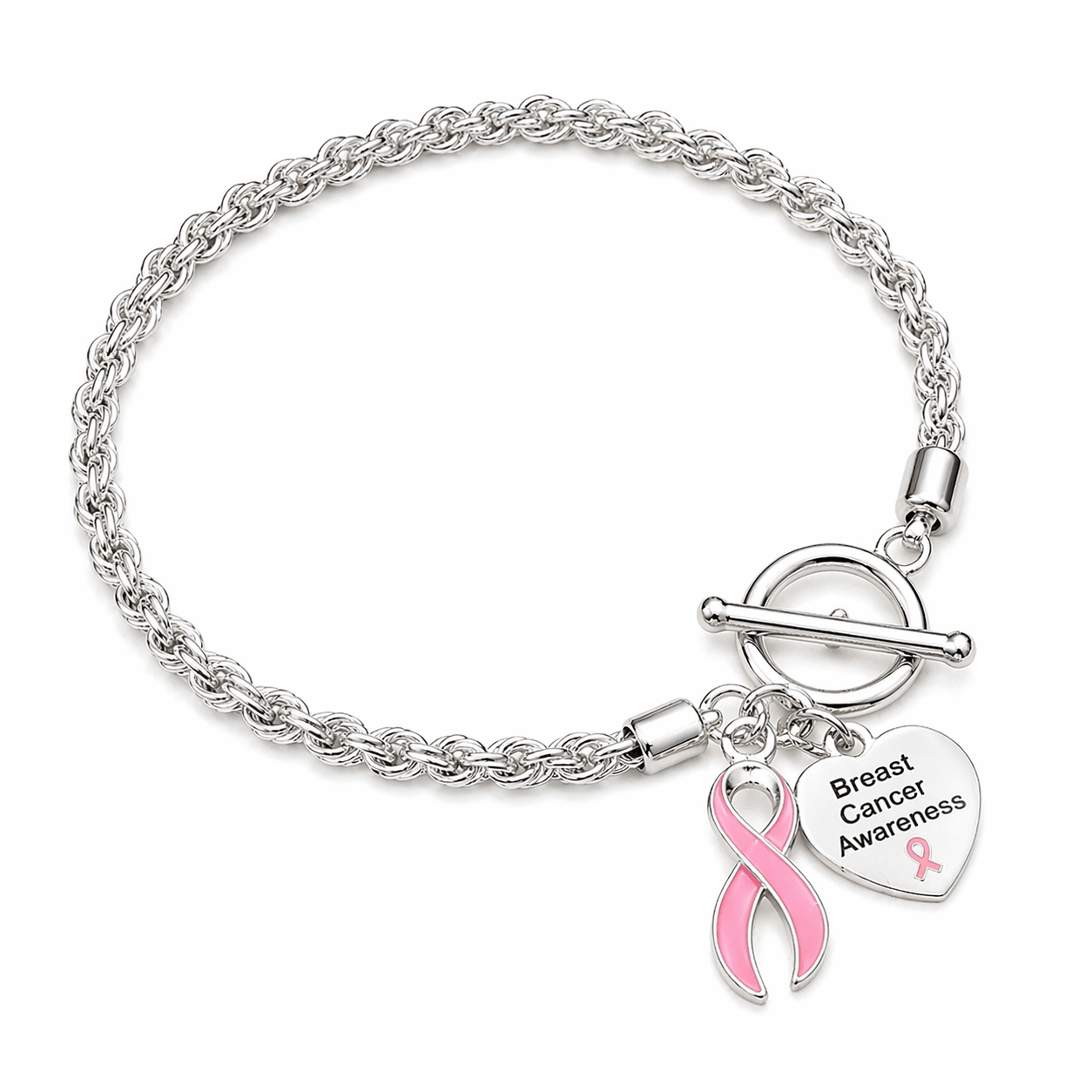 Pink Ribbon Breast Cancer Awareness Rope Bracelets