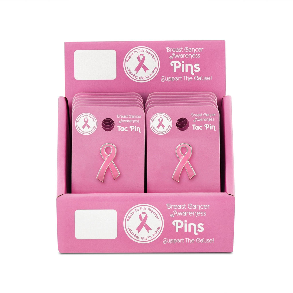 Pink Ribbon Flat Style Pin Counter Display (12 Cards)