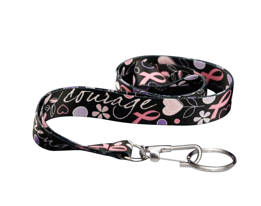 Pink Ribbon Heart Ribbon Lanyards