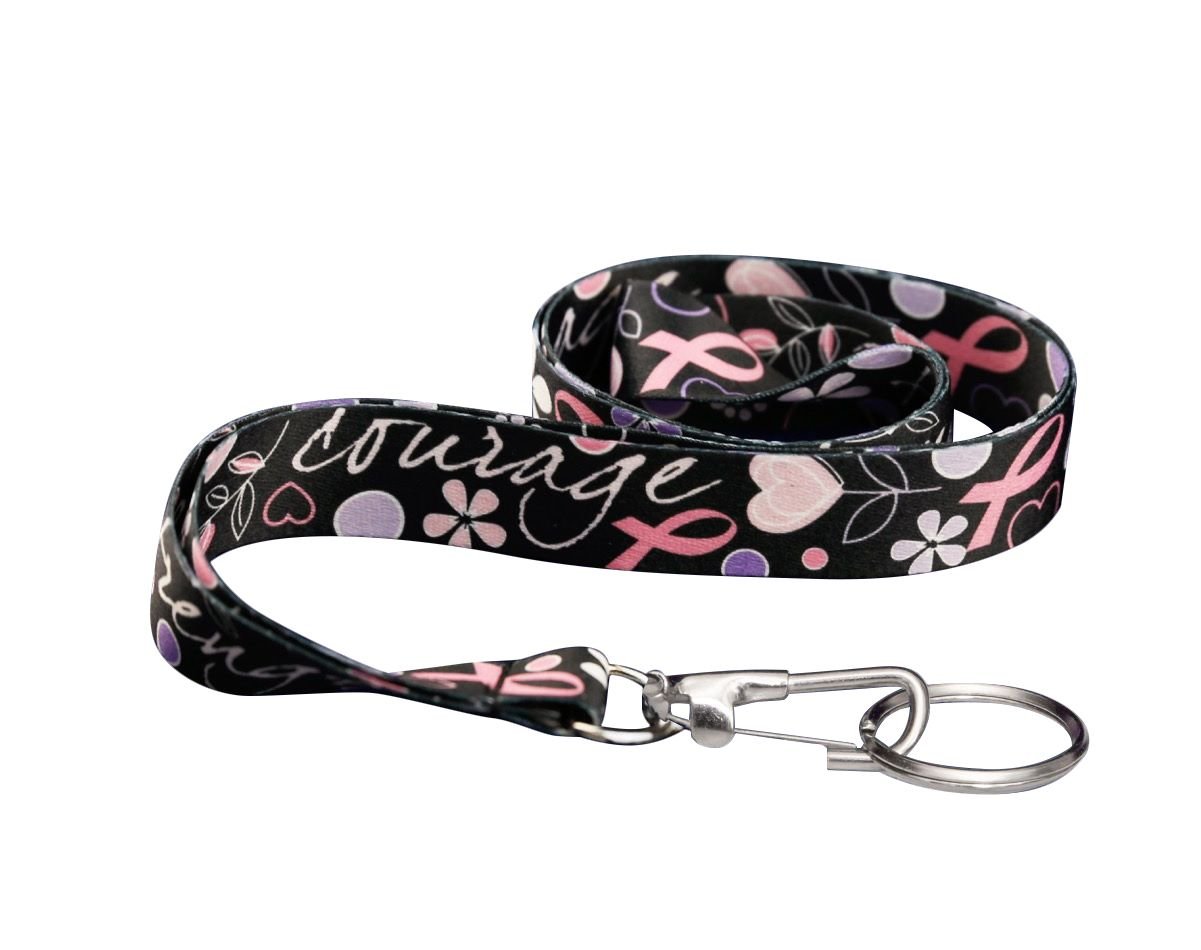 Pink Ribbon Heart Ribbon Lanyards