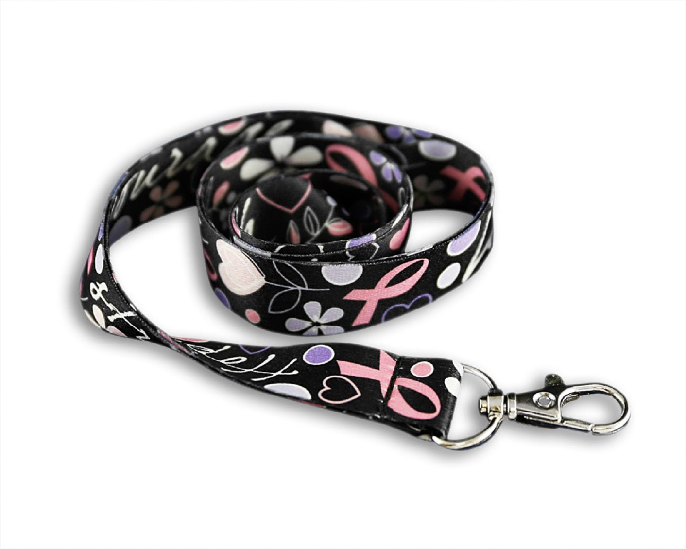 Pink Ribbon Heart Ribbon Lanyards