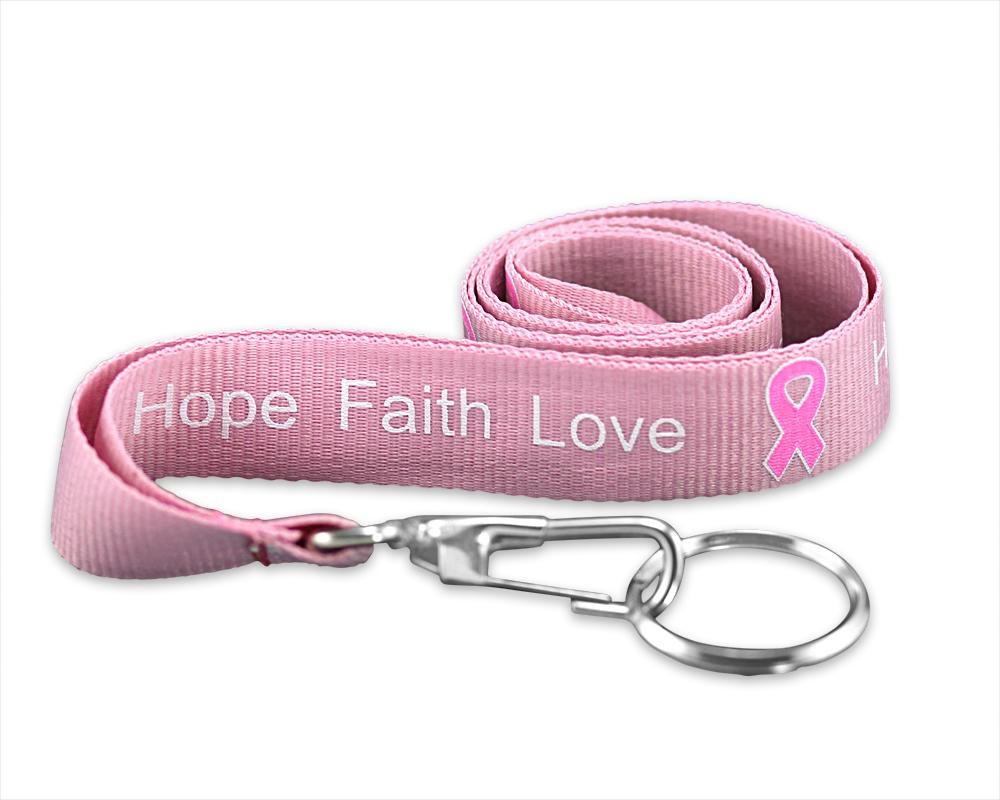 Pink Ribbon Hope Faith Love Lanyards