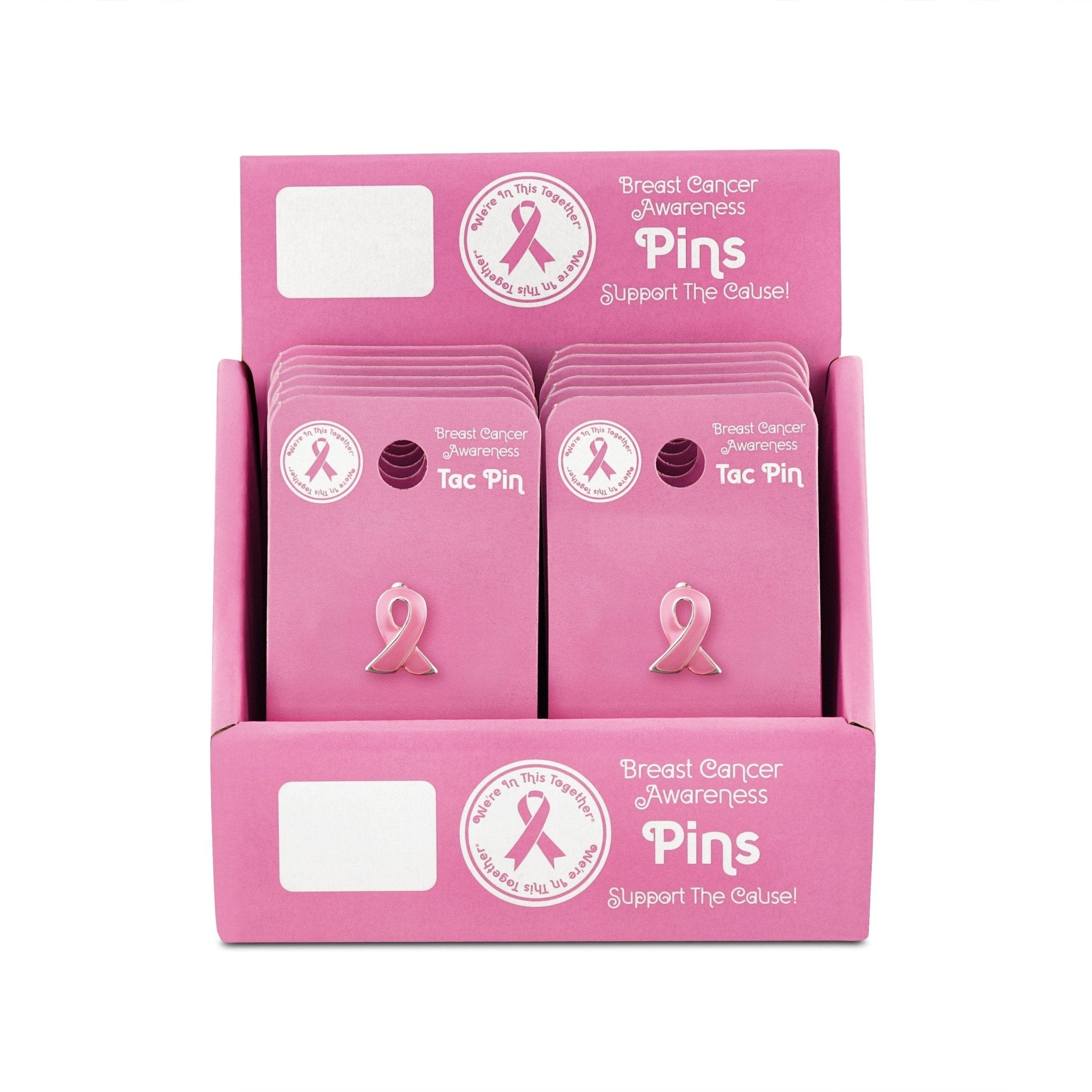 Pink Ribbon Lapel Pin Counter Display (12 Cards)