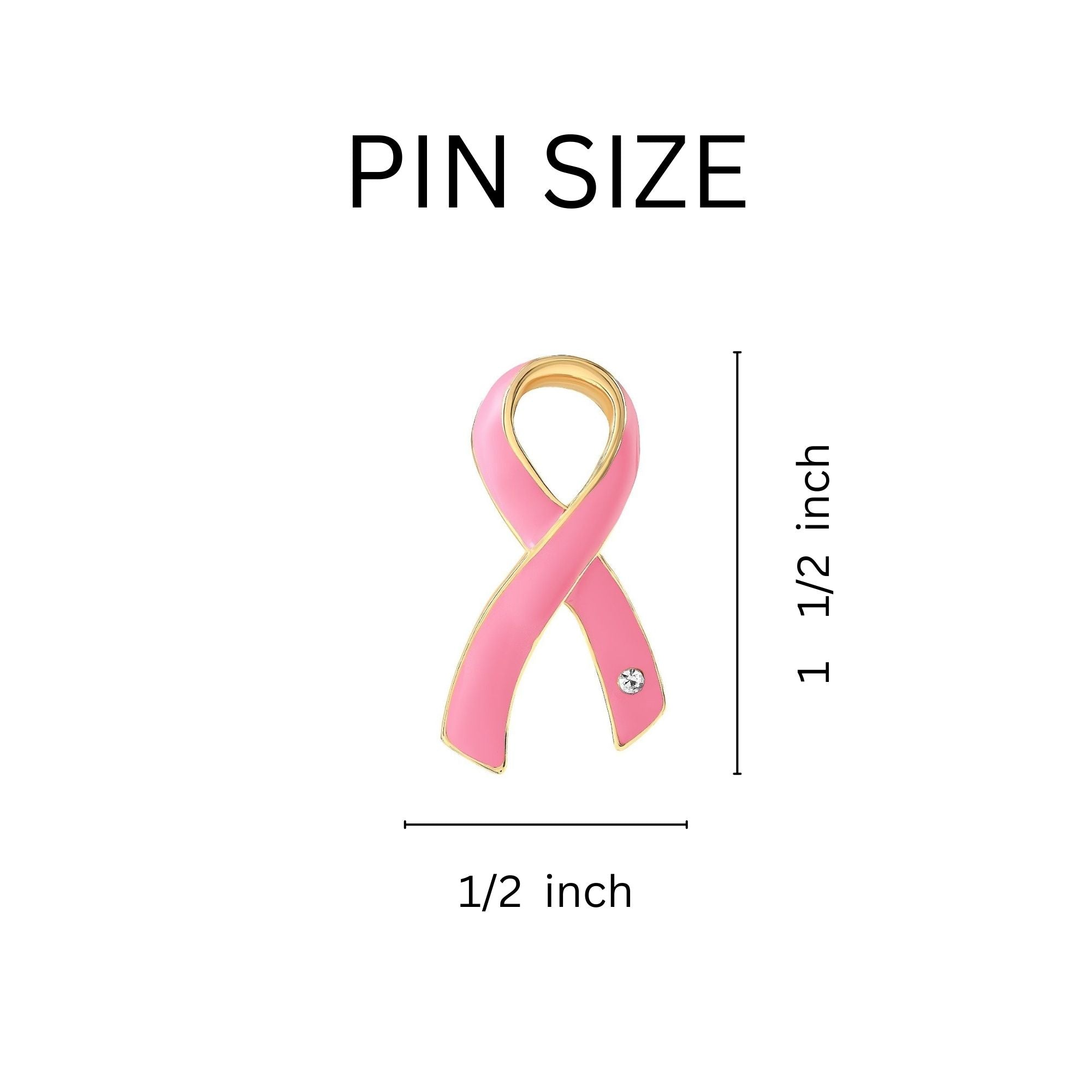 Pink Ribbon Pin w/Crystal Counter Display (12 Cards)