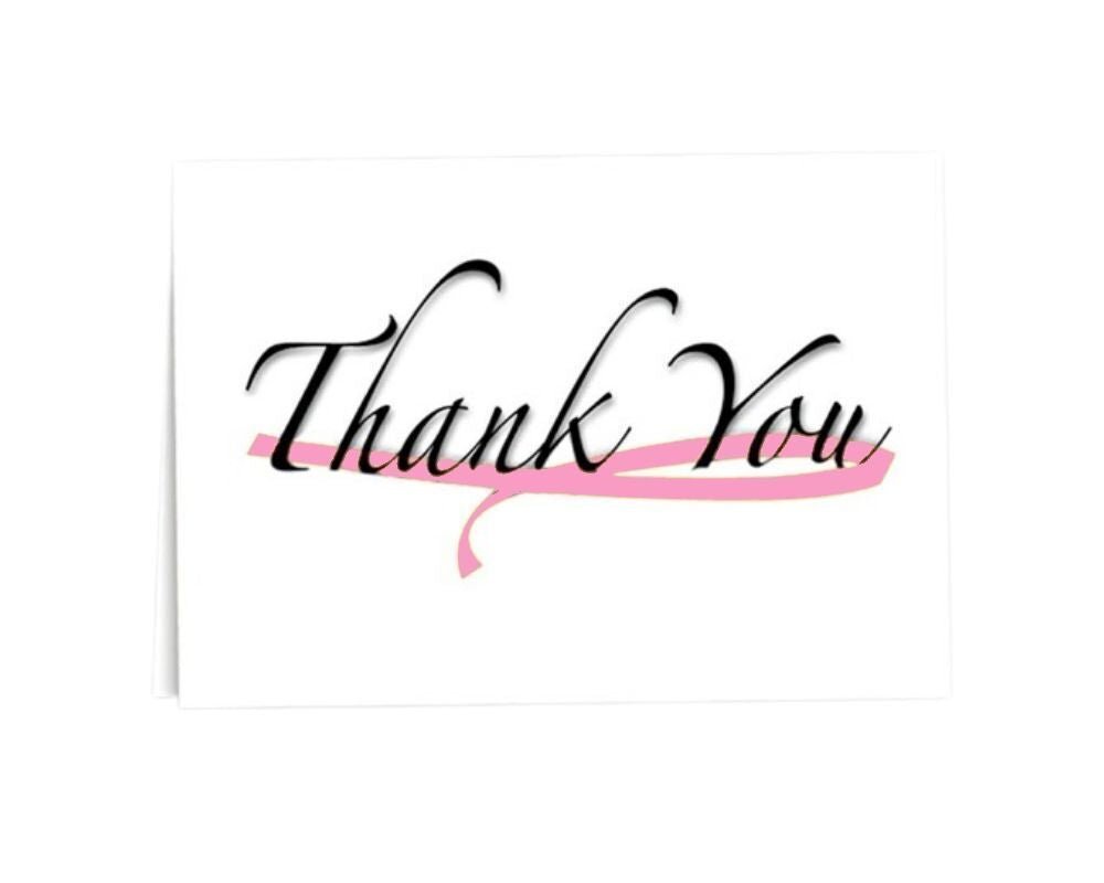 Pink Ribbon Thank You Cards (12 Cards/Pack)