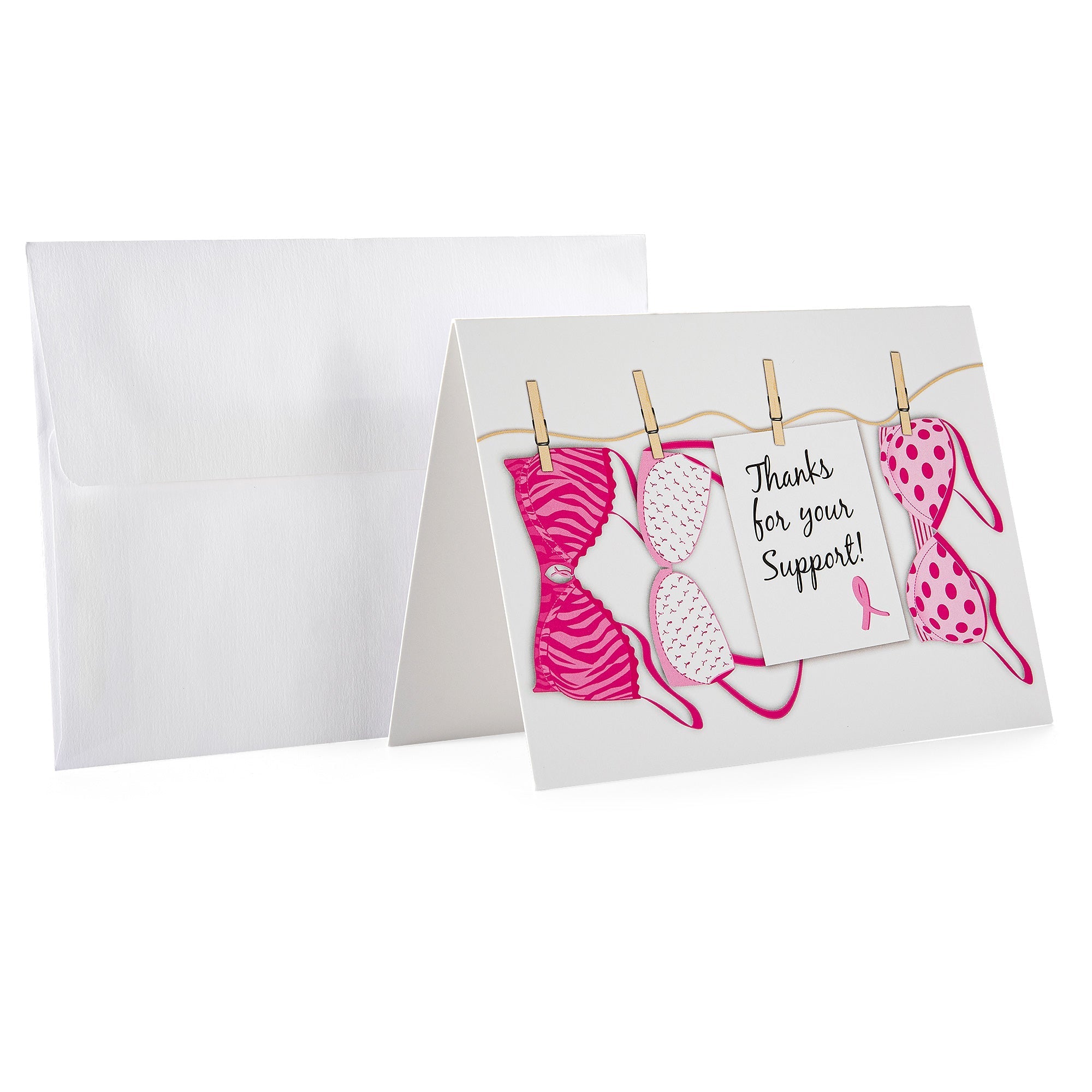 Pink Ribbon Thanks For Your Support Cards (12 Cards/Pack)