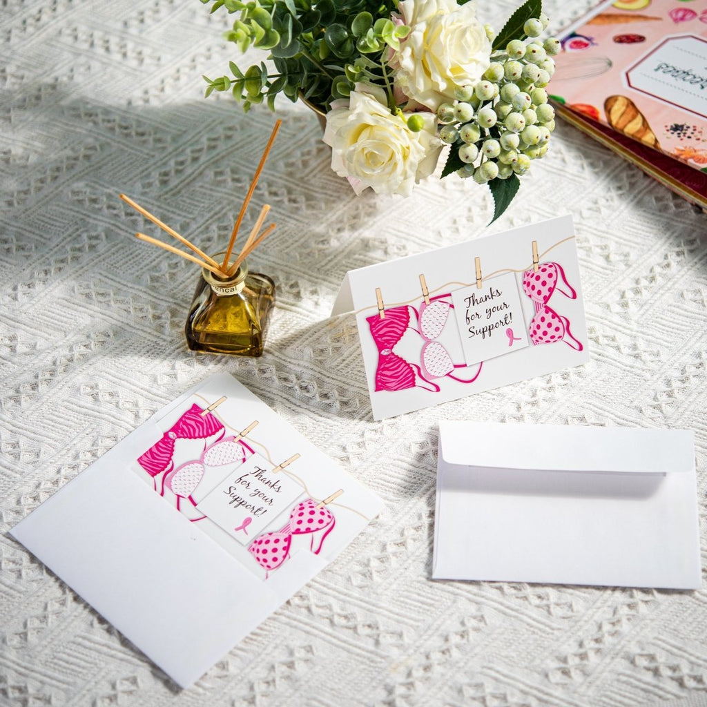 Pink Ribbon Thanks For Your Support Cards (12 Cards/Pack)
