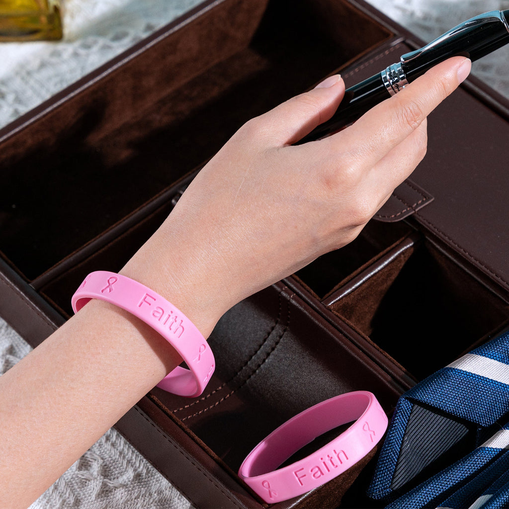 Pink Ribbon Breast Cancer Silicone Bracelets
