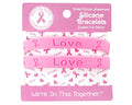 Pink Silicone Breast Cancer Bracelets on Cards