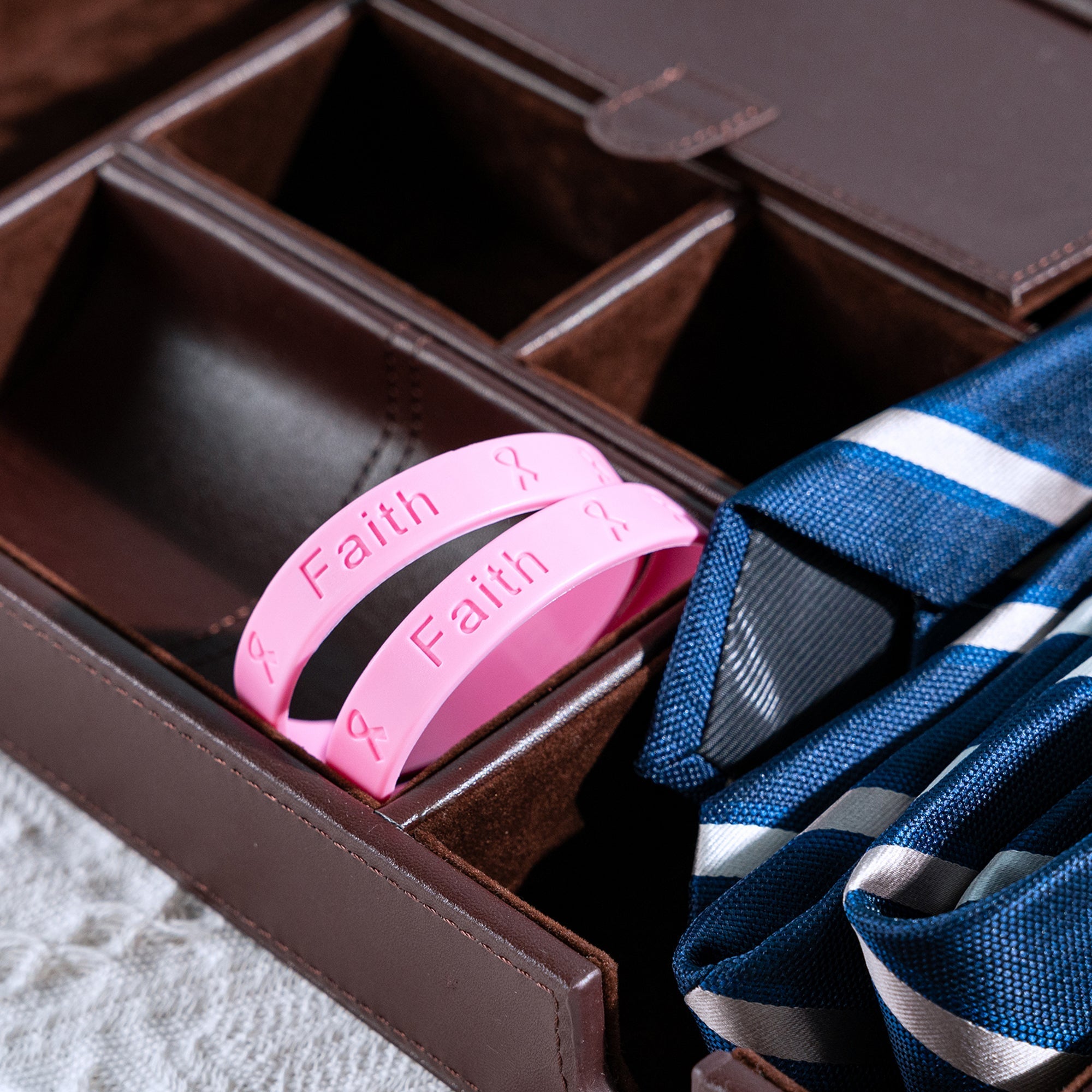 Pink Silicone Breast Cancer Bracelets on Cards