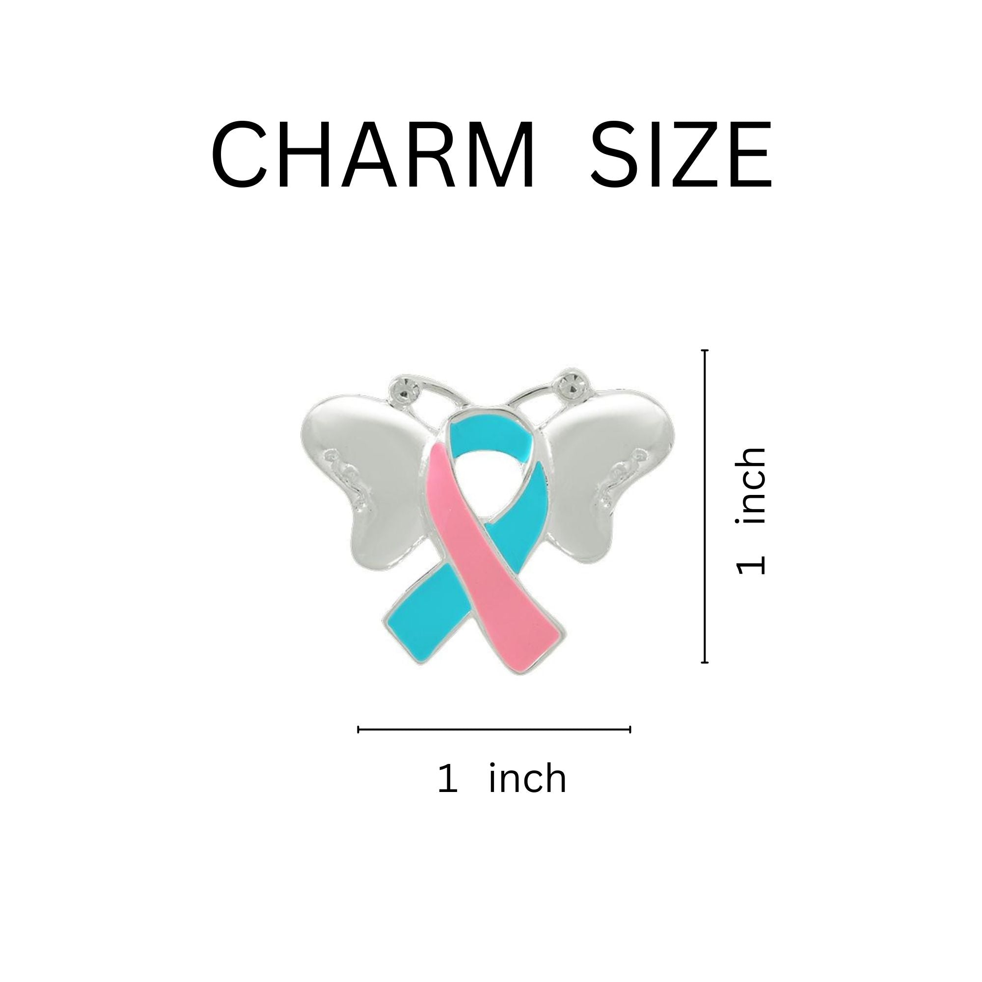 Pink & Teal Ribbon Awareness Butterfly Pins