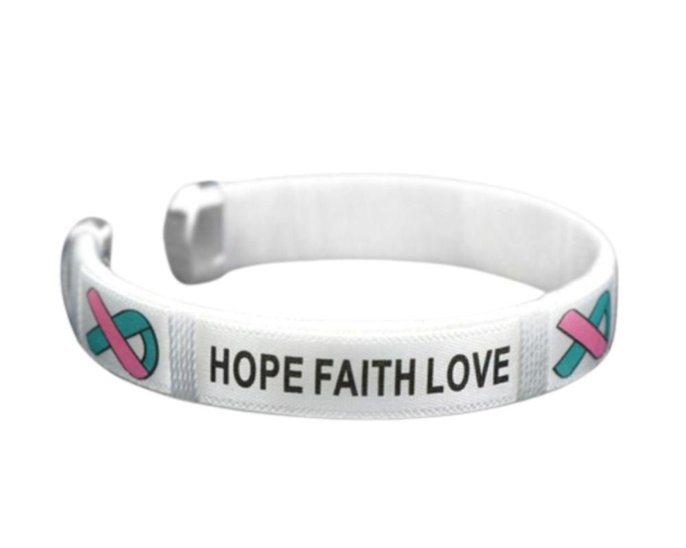 Pink & Teal Ribbon Hope Bangle Bracelets