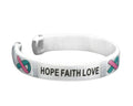 Pink & Teal Ribbon Hope Bangle Bracelets