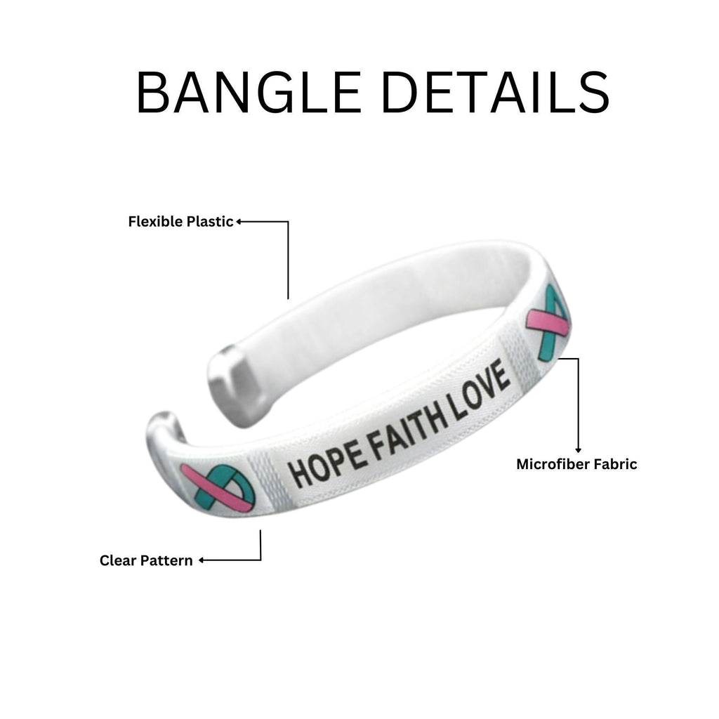 Pink & Teal Ribbon Hope Bangle Bracelets