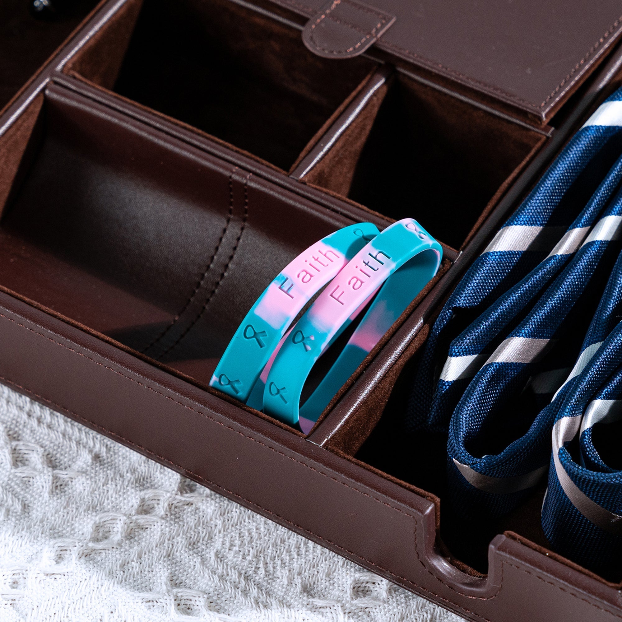 Pink & Teal Ribbon Silicone Bracelets (Child Sized)