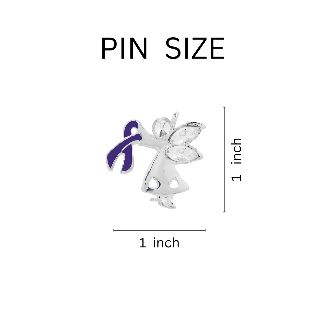 10 Pack Purple Ribbon Angel By My Side Pins