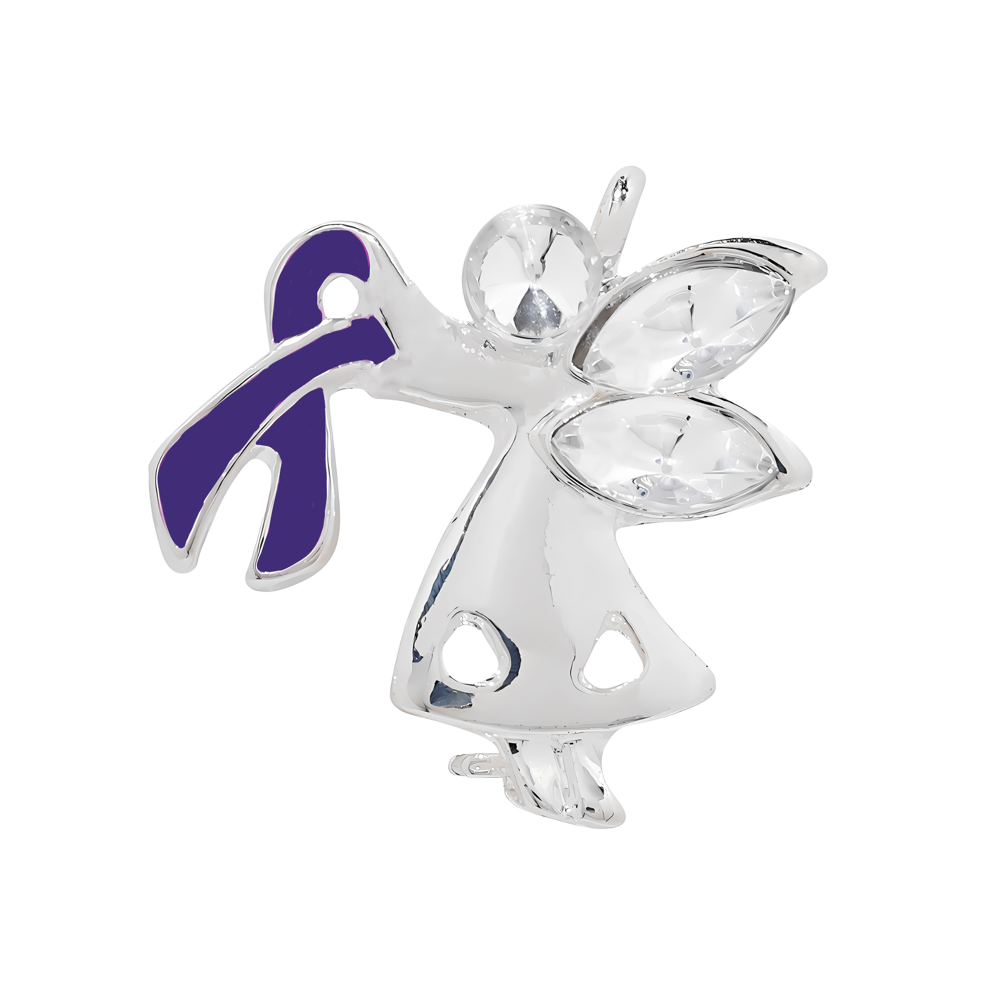 10 Pack Purple Ribbon Angel By My Side Pins