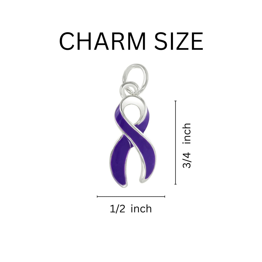 Purple Ribbon Awareness Chunky Charm Bracelets