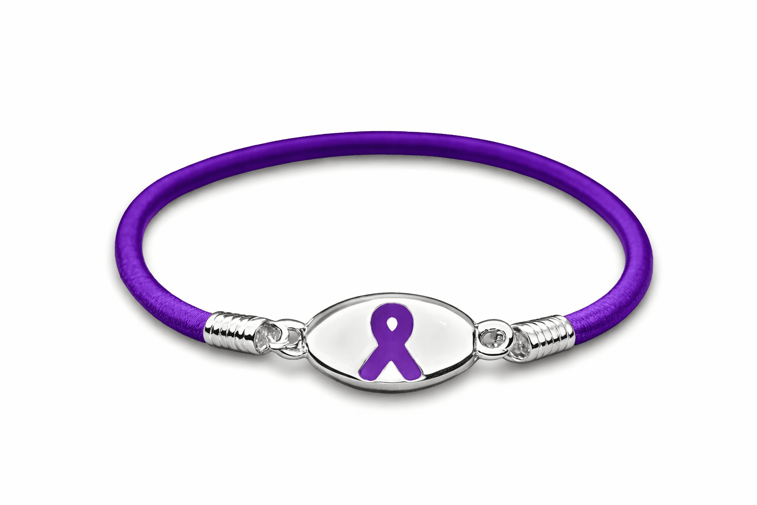 Purple Ribbon Awareness Stretch Bracelets