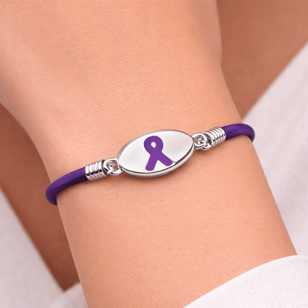Purple Ribbon Awareness Stretch Bracelets