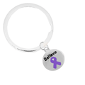 Purple Ribbon Believe Split Style Keychains