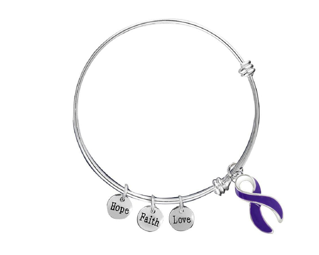 Purple Ribbon Charm Retractable Bracelet