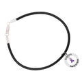 Purple Ribbon Crohn's Disease Awareness Black Leather Cord Bracelets