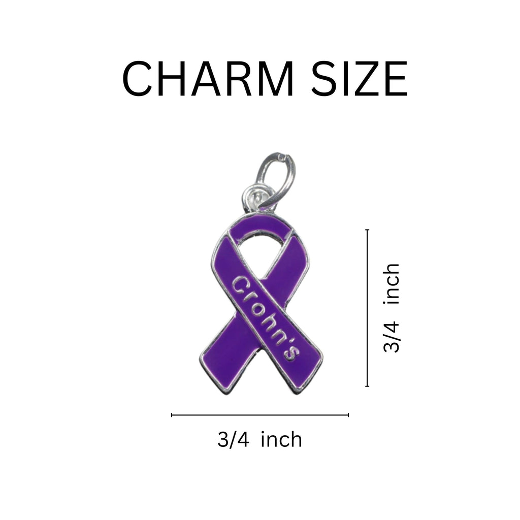 Purple Ribbon Crohn's Disease Awareness Charm Retractable Bracelets