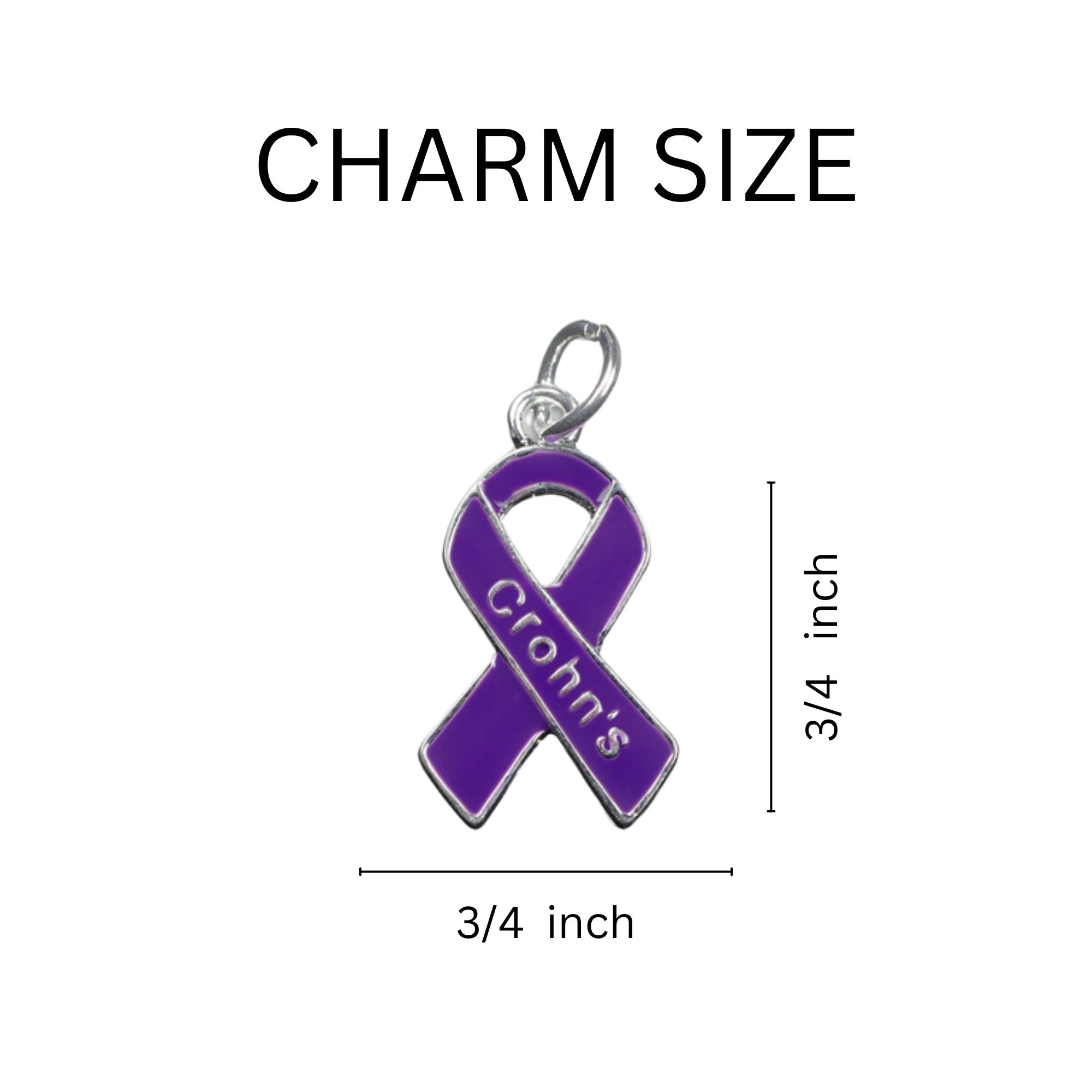 Purple Ribbon Crohn's Disease Awareness Charm Retractable Bracelets