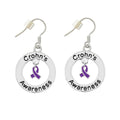 Purple Ribbon Crohn's Disease Awareness Hanging Earrings