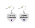 Purple Ribbon Crohn's Disease Awareness Heart Earrings