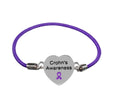 Purple Ribbon Crohn's Disease Awareness Heart Stretch Bracelets