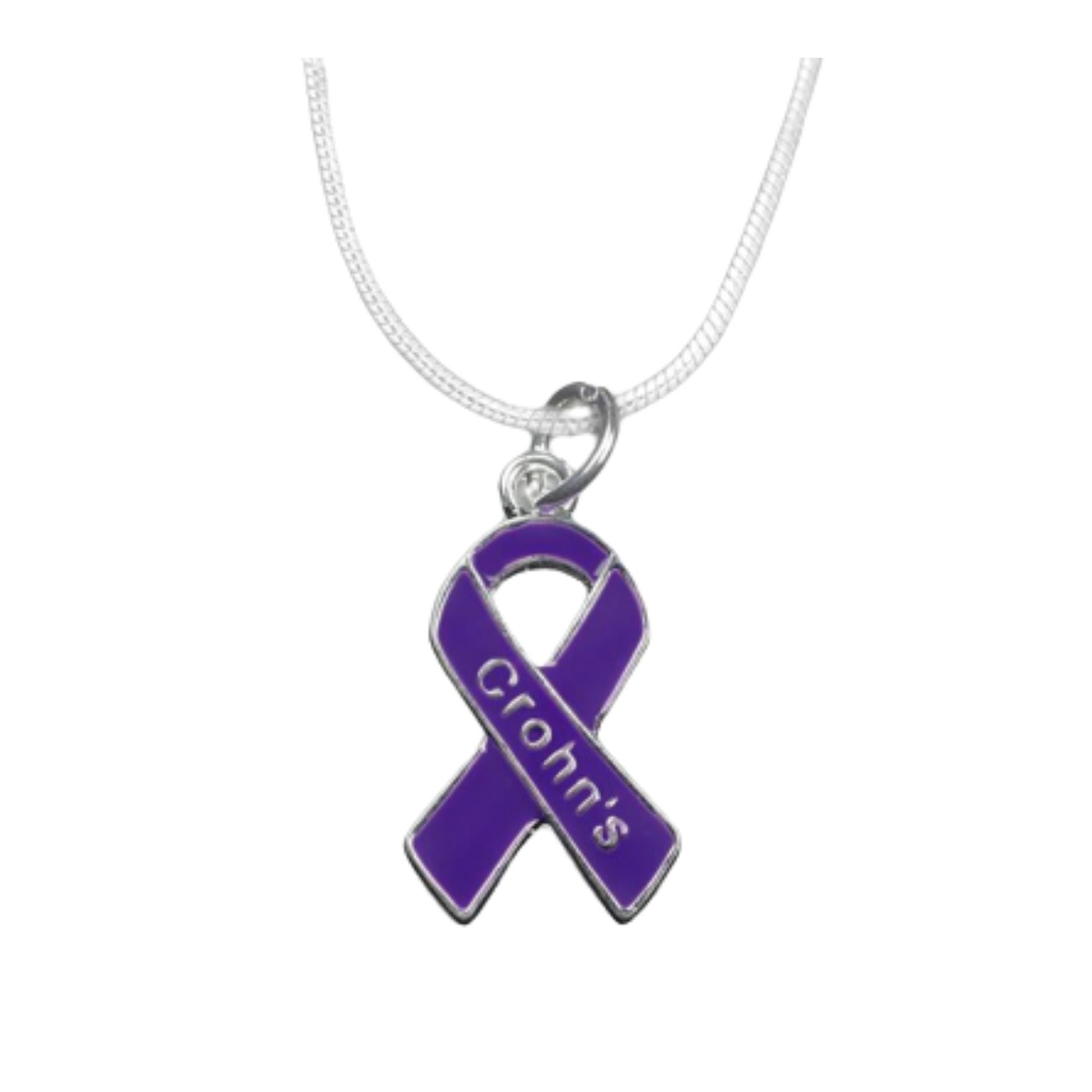 Purple Ribbon Crohn's Disease Awareness  Necklaces