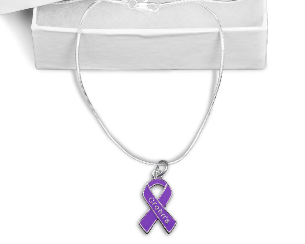 Purple Ribbon Crohn's Disease Awareness  Necklaces