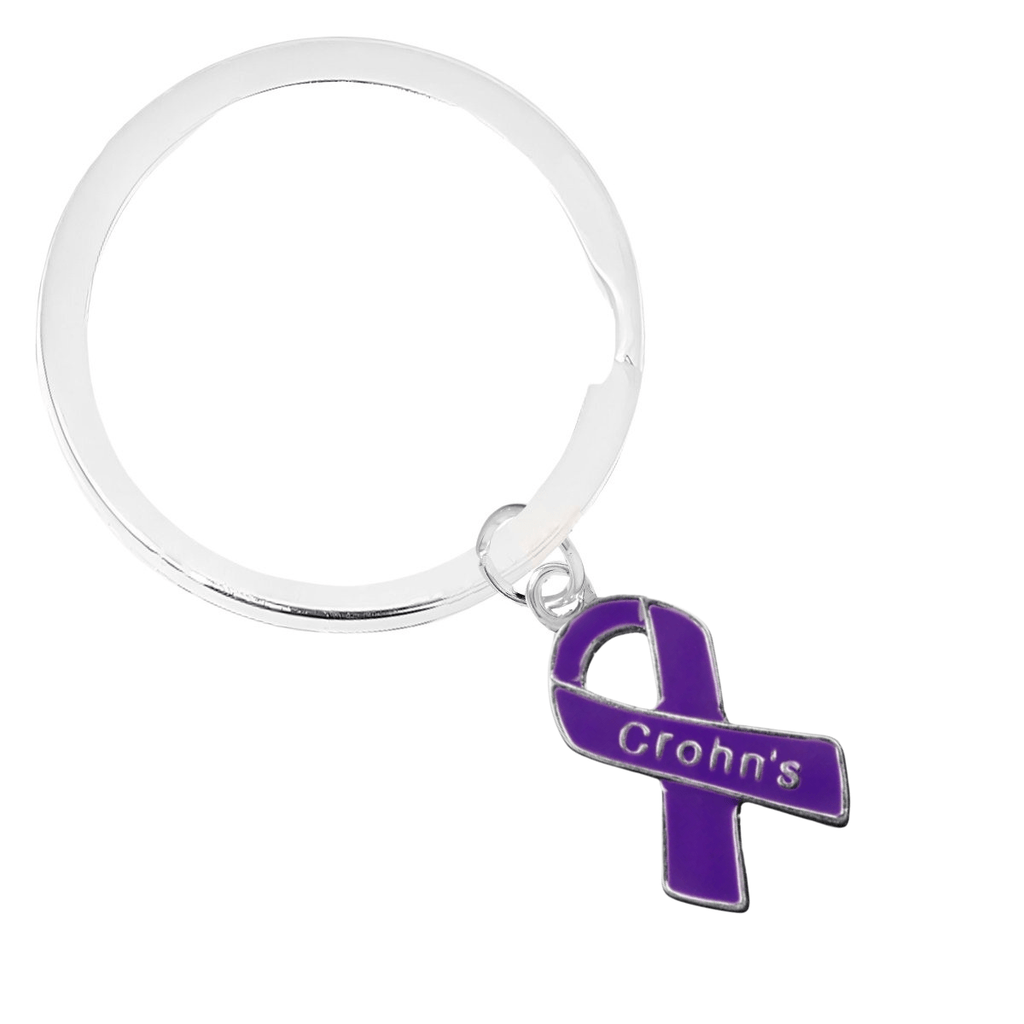 Purple Ribbon Crohn's Disease Awareness Split Style Keychains