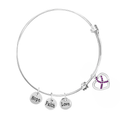 Purple Ribbon Crystal Heart Charm Retractable Bracelets