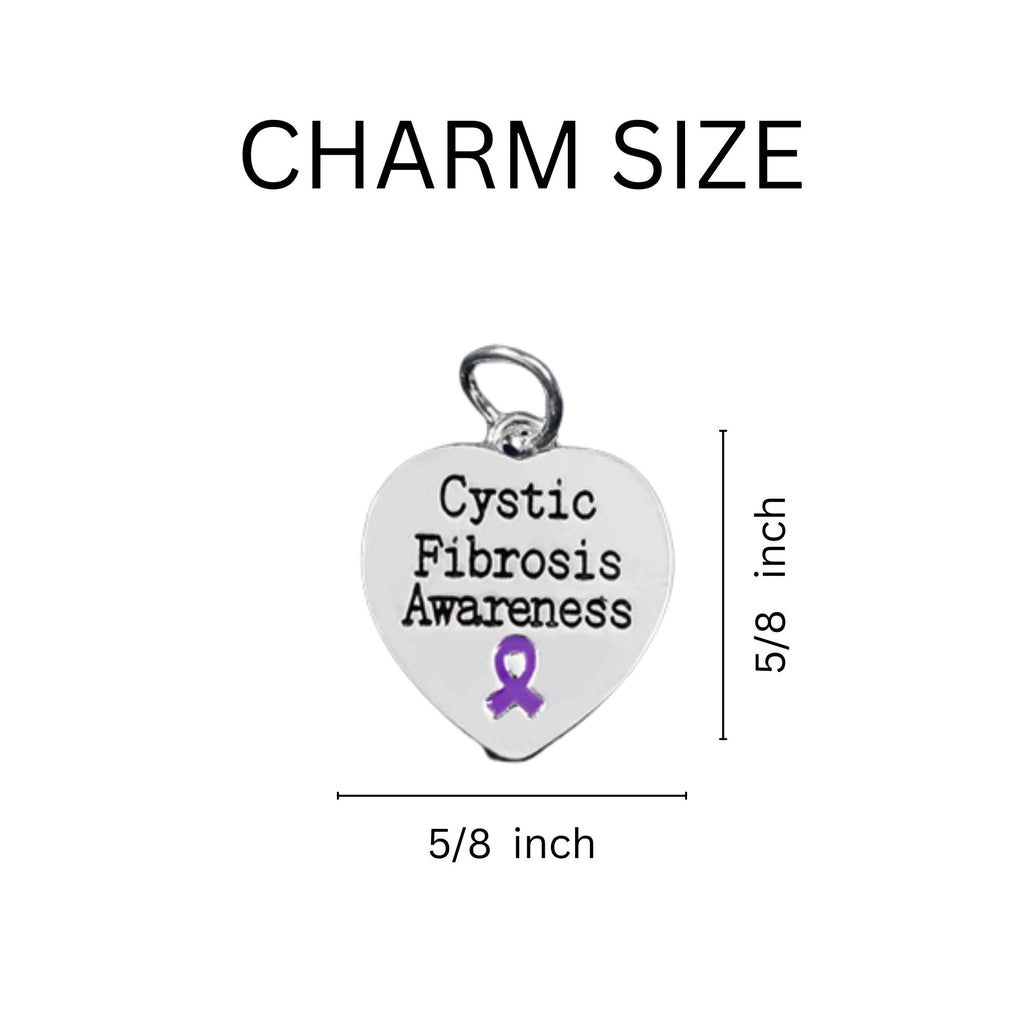 Purple Ribbon Cystic Fibrosis Awareness Heart Stretch Bracelets