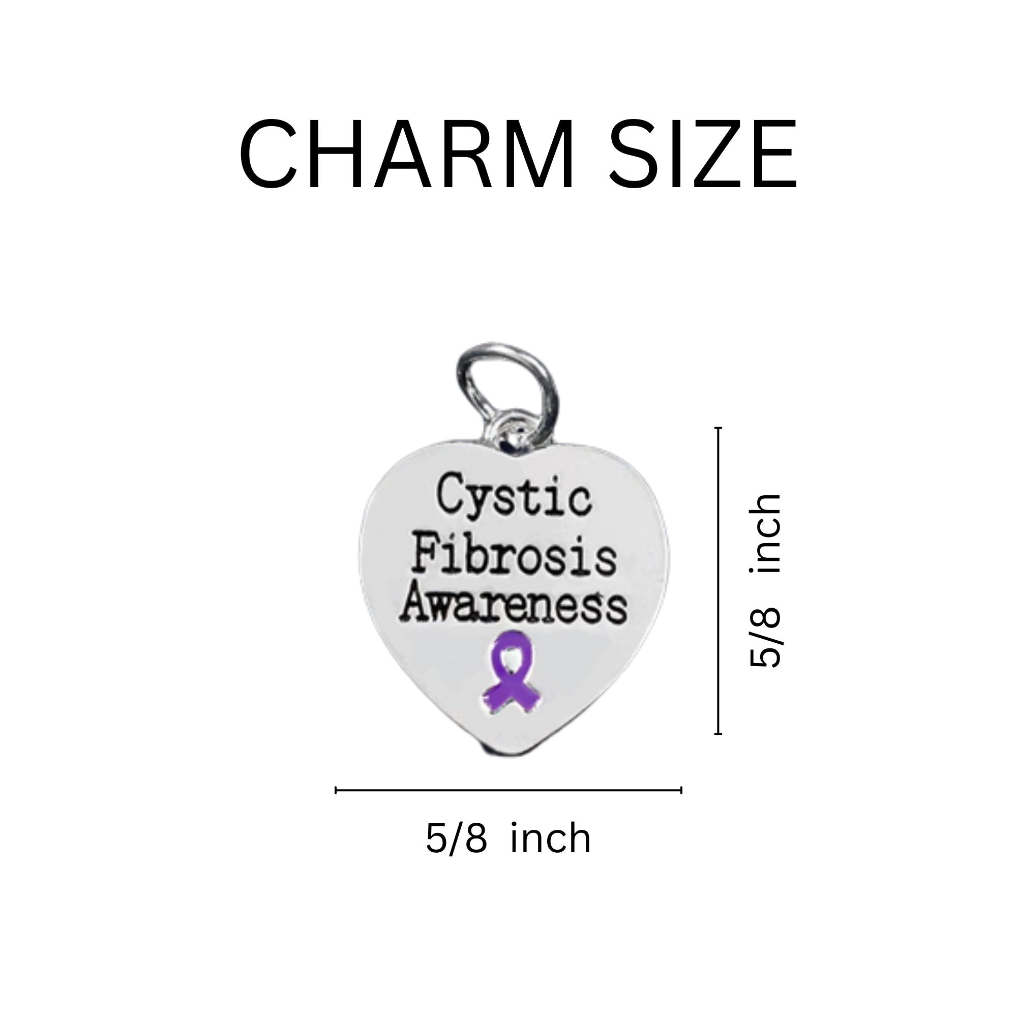 Purple Ribbon Cystic Fibrosis Awareness Heart Stretch Bracelets