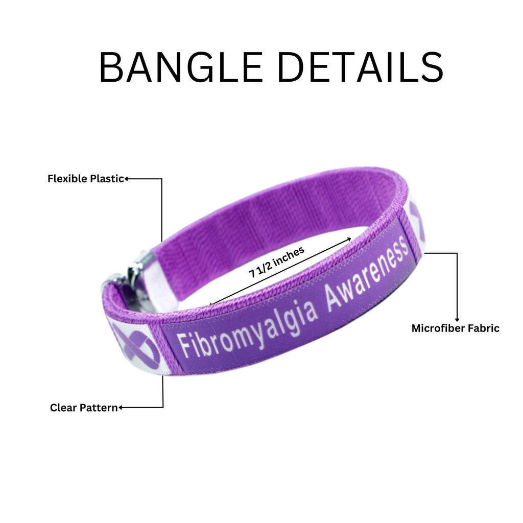 Purple Ribbon Fibromyalgia Awareness Bangle Bracelets