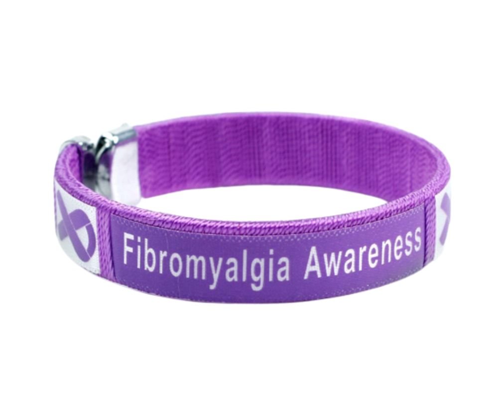 Purple Ribbon Fibromyalgia Awareness Bangle Bracelets