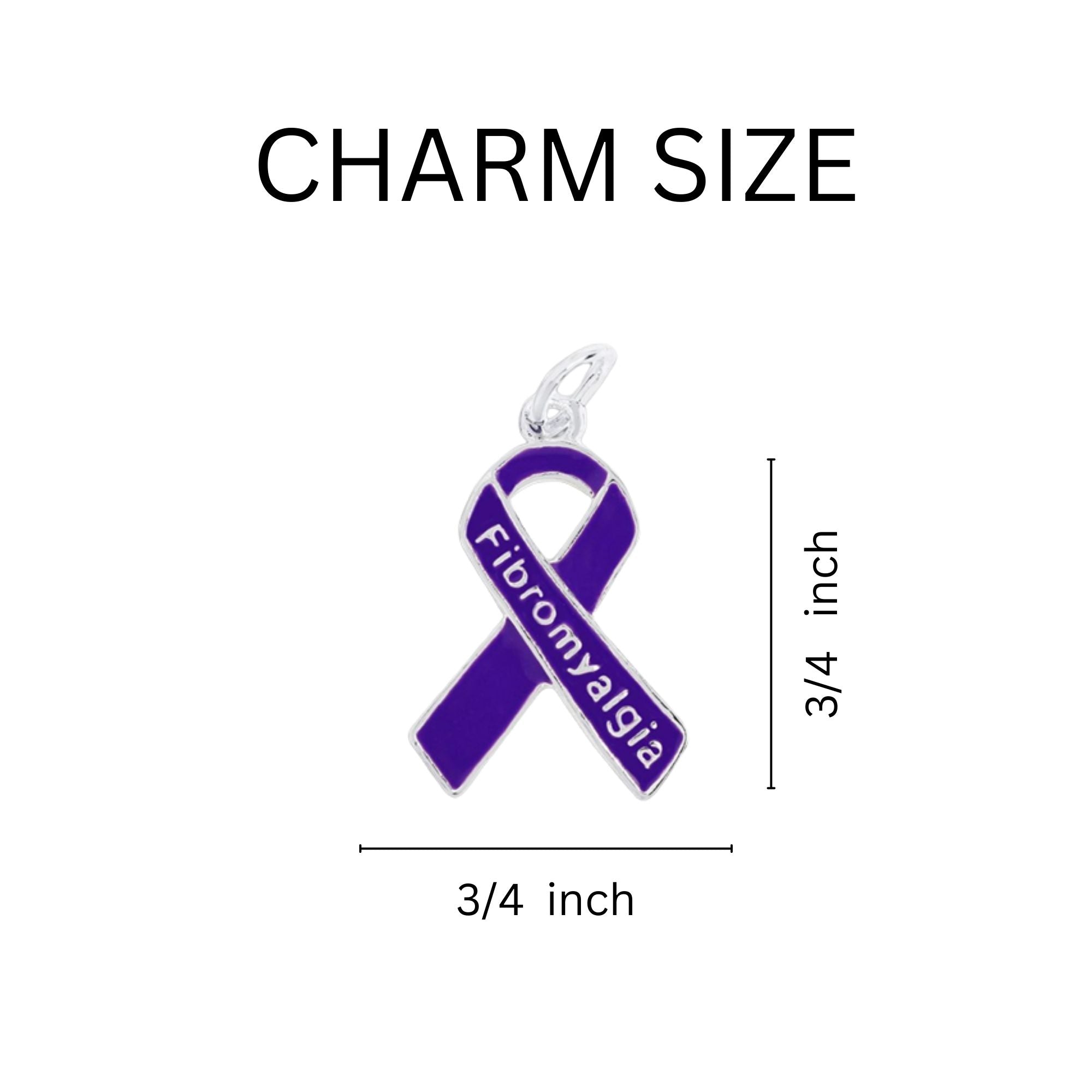 Purple Ribbon Fibromyalgia Awareness Charm Retractable Bracelets