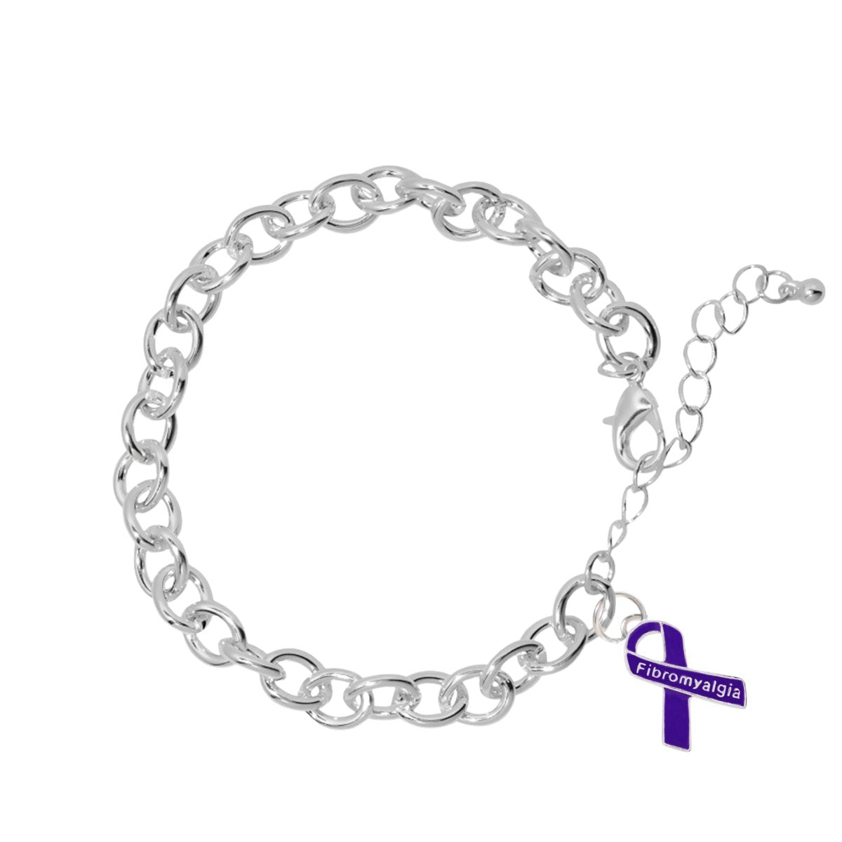 Purple Ribbon Fibromyalgia Awareness Chunky Charm Bracelets